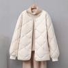 Short Down Jacket Women's Round Neck Winter Small Light and Thin Women's Loose Rhombus Collarless Liner Jacket