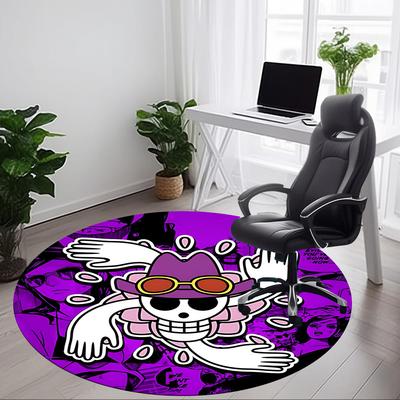 1 Stück One Piece Totenkopf Büro Runder Teppich, Unter Bürostühlen Schlafzimmer Wohnzimmer Heimdekoration a1022161