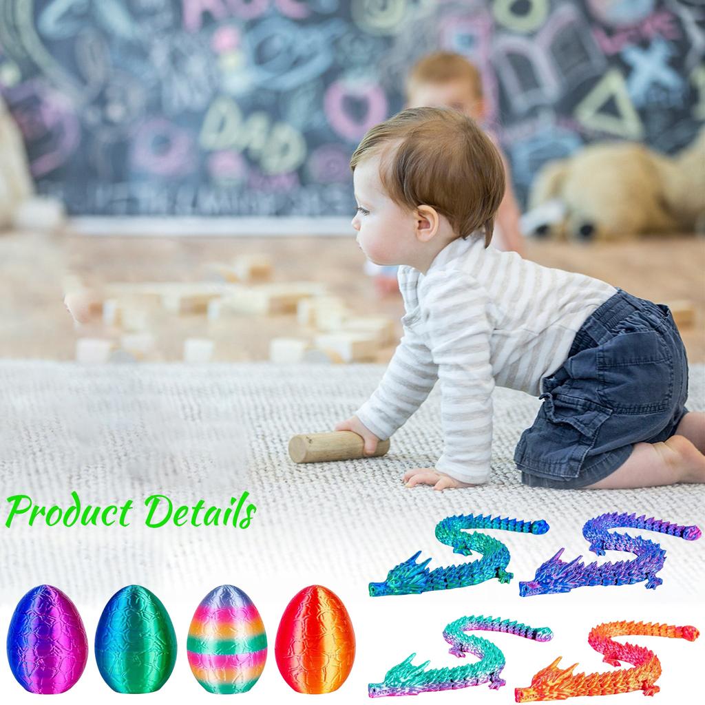 4Pcs 3D Printed With 8.86inch Dragon Inside 3D Printed Toys Dragon Toys For Kid & Adults, Easter Home Decor, 4Pack