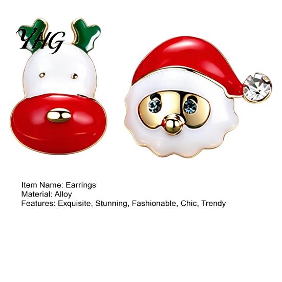 Christmas Gift for Her 1 Pair Stud Earrings Women, Cute Enamel Santa Unique Xmas Party Accessories Claus And Reindeer Earrings, Holiday Jewelry Gifts