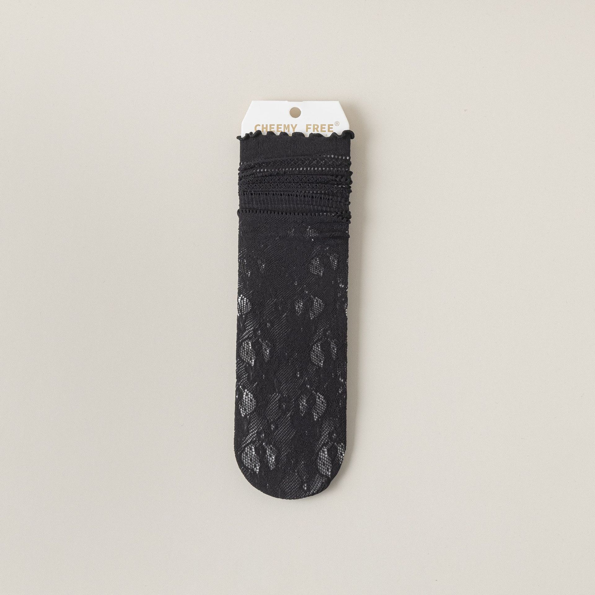 

White Openwork Lace Stacked Socks Women S Middle Tube Women S Breathable Lolita Fungus Lace Socks Thin Summer One size чорний