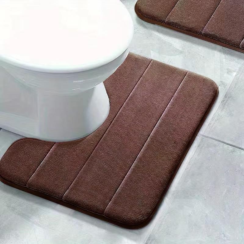Memory Foam Toilet Rug U-Shaped Ultra Soft Absorbent Bathroom Rugs Non-Slip Toilet Bath Mat Contour Bath Rugs for Toilet