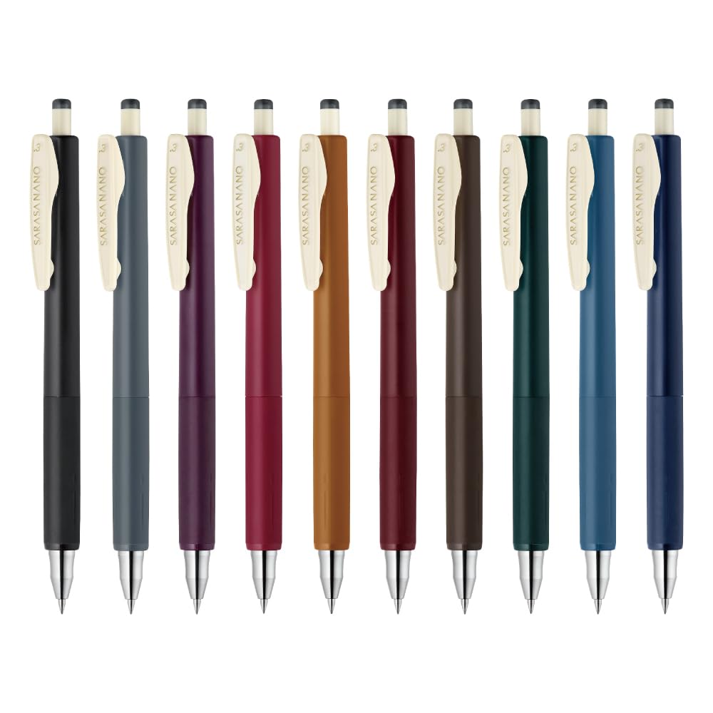 Zebra Sarasa Nano Gel Ballpoint Vintage Pen, Color, 0.3mm, 10-Color Set, P-JJH72-VI10C-AZ