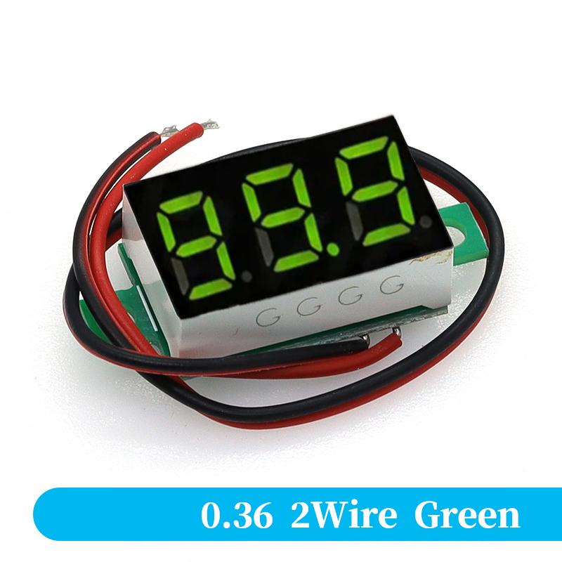 Javino DC 0-100V LED Digital Voltmeter 0.28" 0.36" Red Green Blue Voltage Detector for Car 12V Mobile Power