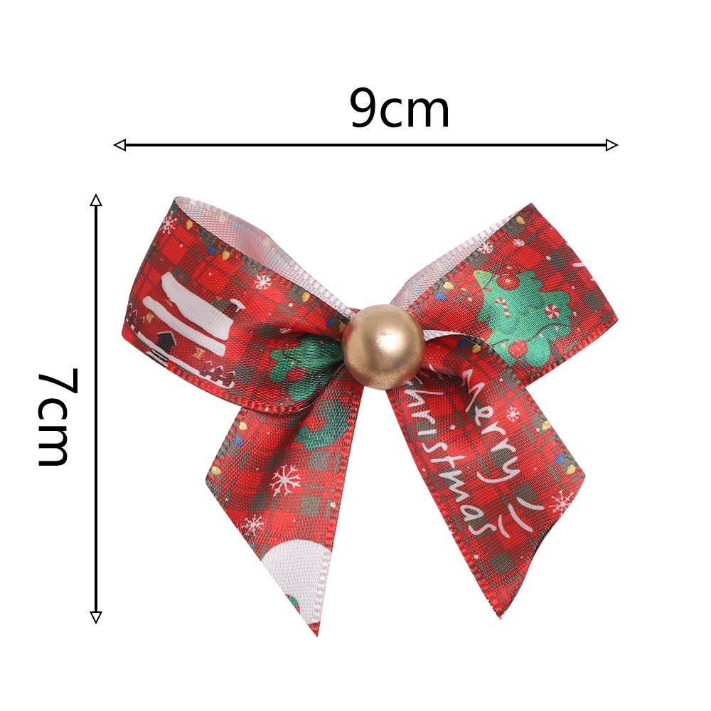 10Pcs Bow Ribbon Christmas Supplies Decoration Xmas Tree Pendant Ornament Bows for Home Decor New Year's 2025 Gifts Accessories