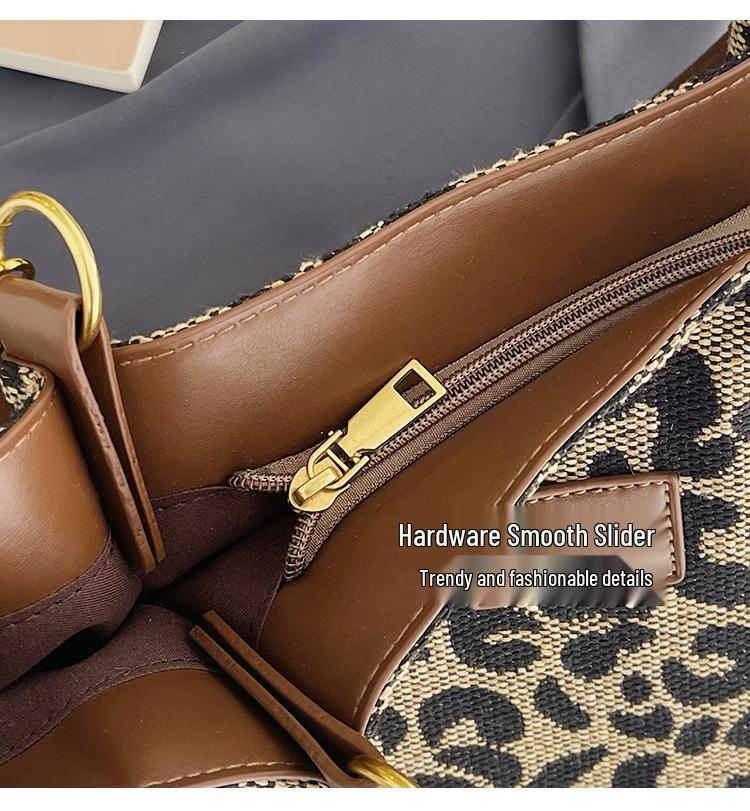 Large-Capacity Leopard Print Tote Bag - Women's Versatile Retro Shoulder Bag