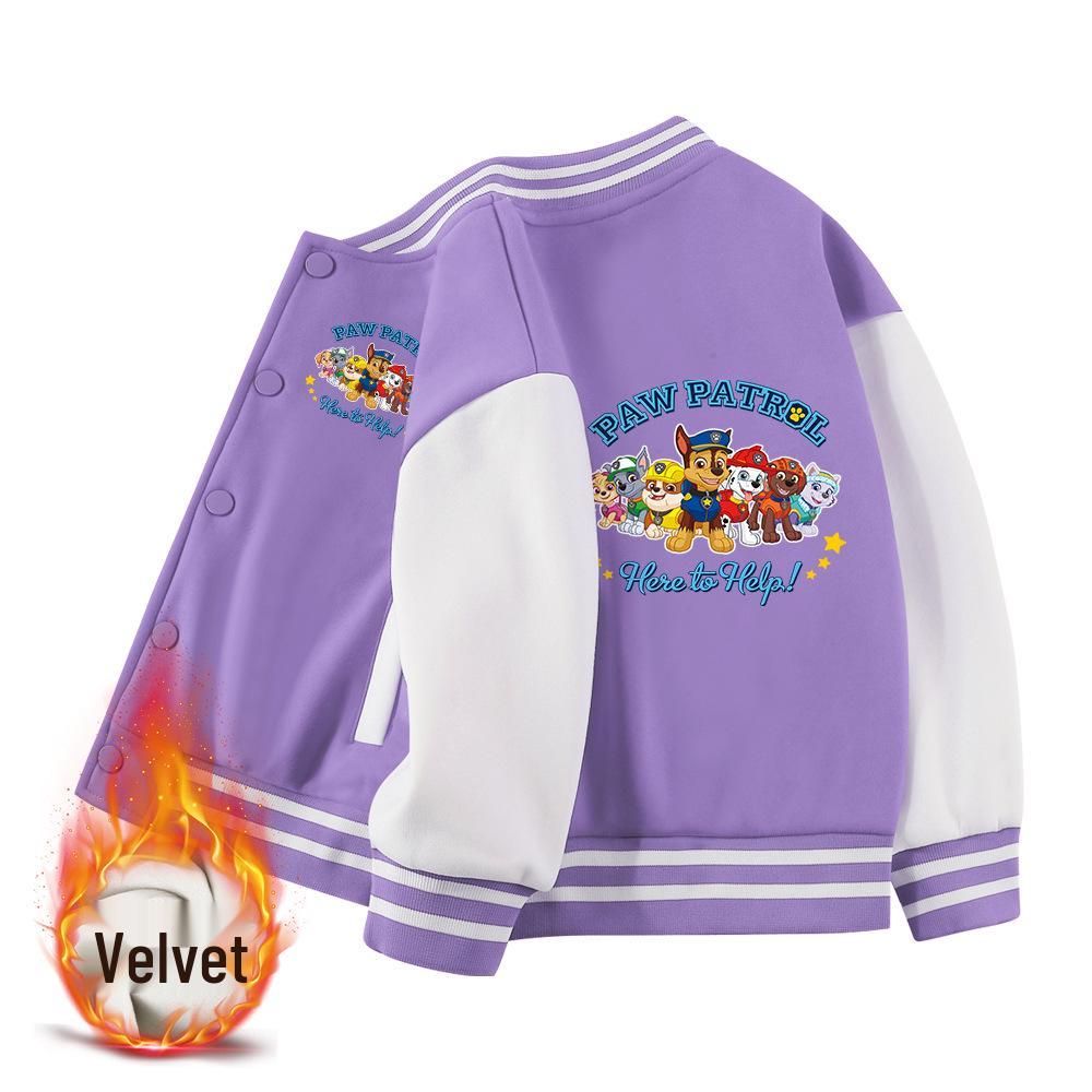Paw Patrol Kids' Spring & Autumn Jackets: 2024 Thickened Baseball & Fleece Cardigan for Boys and Girls