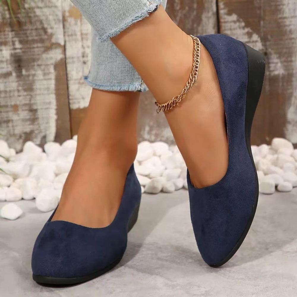 

Классические черные женские туфли на танкетке, легкие туфли без застежек для офиса, женская удобная повседневная обувь с мягкой подошвой 43 темно-синий