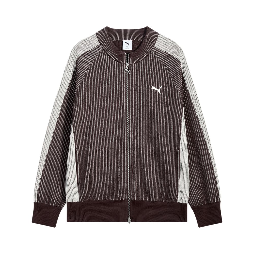 PUMA T7 Knitwear Men s Chocolate Brown Stand Collar Moderate 637434-13 M