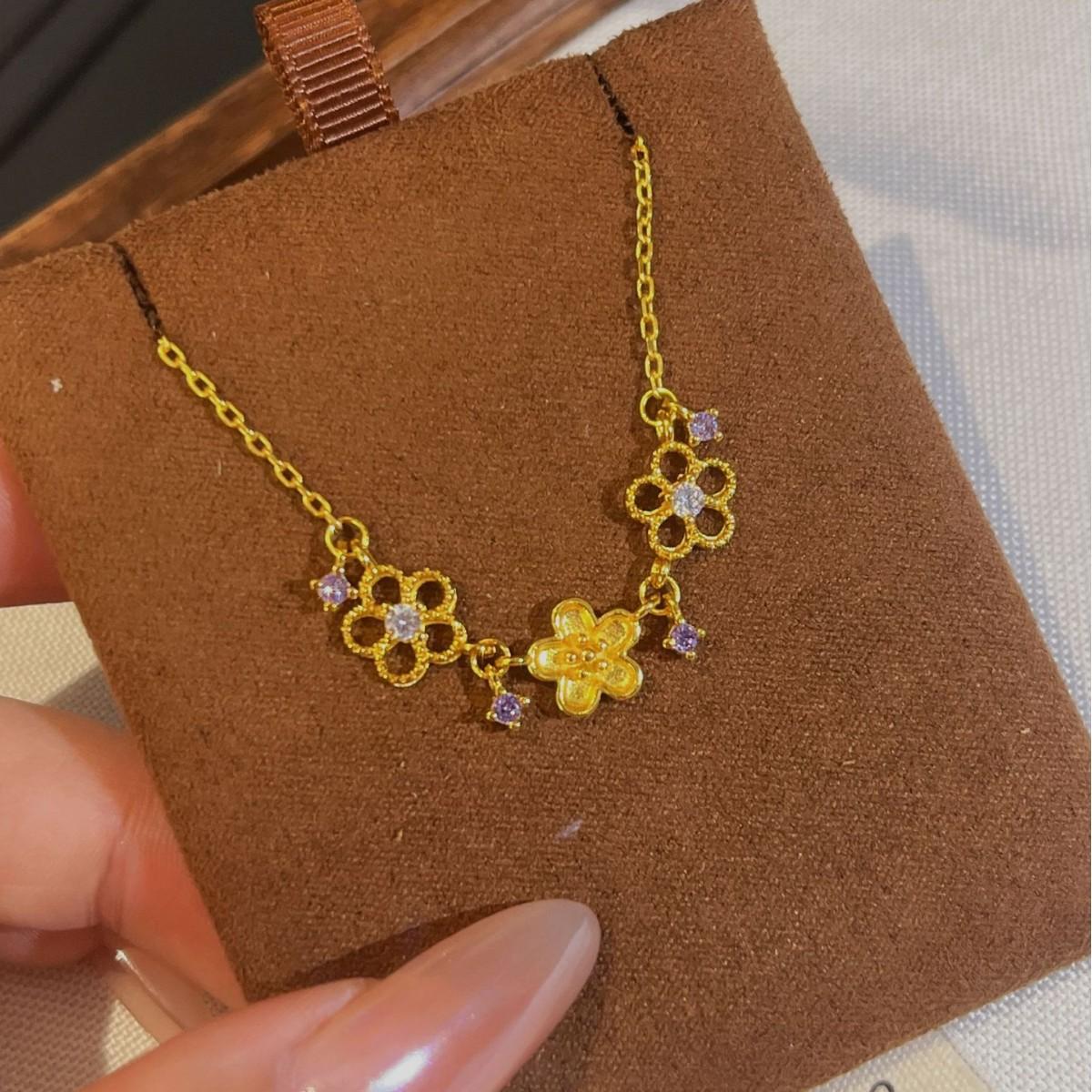 

In The Same Summer, Small Purple Flowers Bloom Like Brocade Collarbone Chain, High-End Versatile Necklace