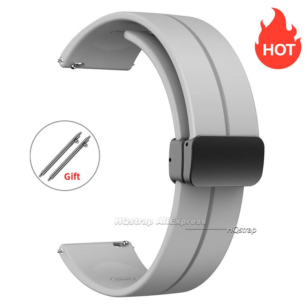 Magnetic Silicone Watch Strap 18mm 20mm 22mm Bracelet Magnetic Metal Buckle Wristband Quick Release Men Women Band Accessories