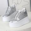 Fashion 12CM Genuine Leather Platform Sneakers Wedge Shoes for Women Breathable Sneakers Casual Shoes Hidden Heel Zapatillas Mujer