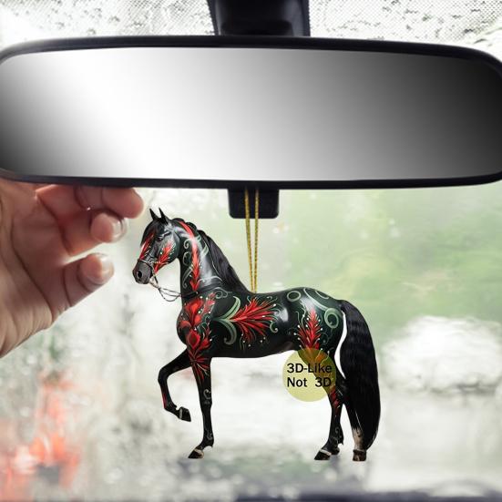 6 Buc. Ornament de Crăciun Cal pentru Pom Decor Agățat Acrilic 2D Cadou pentru Iubitorii de Cai Decorațiune Elegantă Suvenir de Sărbătoare