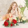 2Pcs Candlestick Garland Lifelike Candle Holder Wreath Long-lasting Artificial Wreath for Home Party Decoration