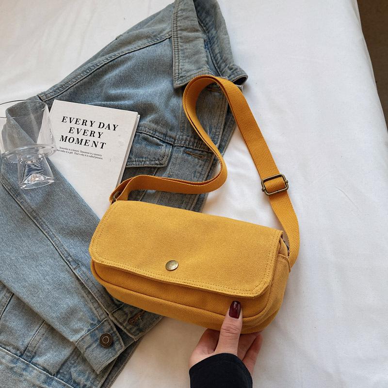 2025 Japanese fashion canvas small mobile phone bag casual men's workwear style crossbody bag couple simple shoulder bag