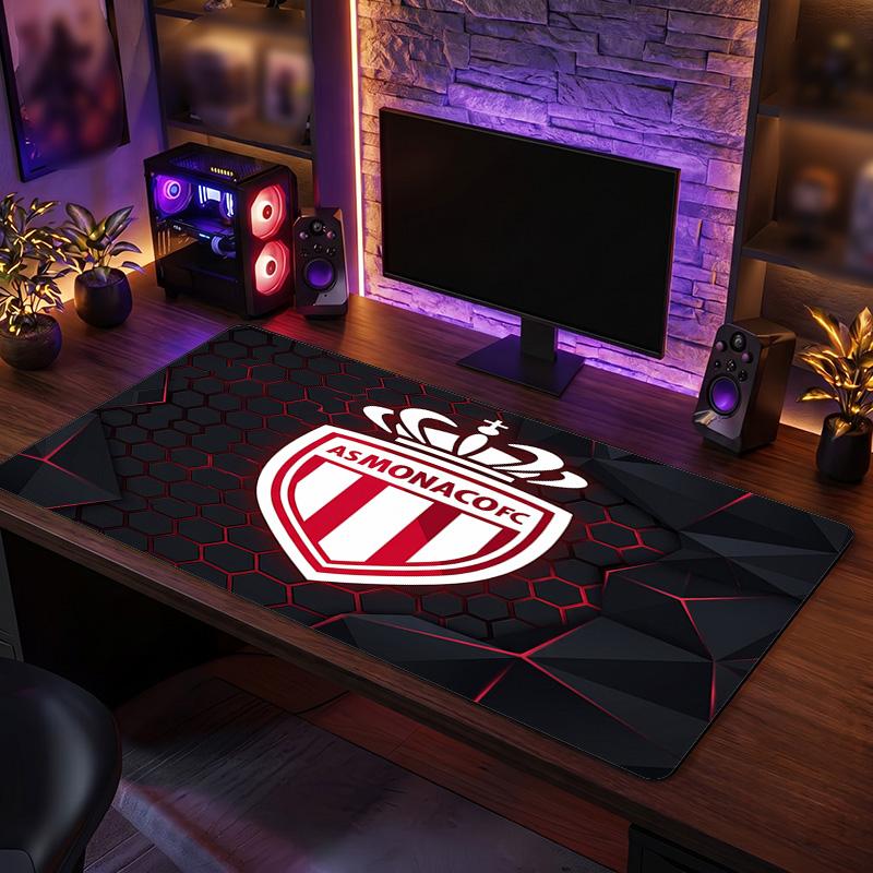 Tappetino Mouse Tema Monaco FC, Design Logo Calcio Tappetino Scrivania Gaming XXL Antiscivolo per Mouse del Computer