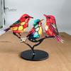 Fine Craftsmanship Bird Statues for Office Acrylic Birds on Branch Desktop Ornament, Colorful Stained Glass Style Nature Themed Gifts Lovers Figurine,