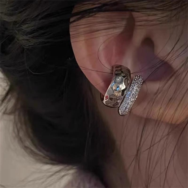Fashion Zircon Double-layer Ear Cuff No Piercing Earring  2026 Trendy Punk Unique Metal Geometric Ear Clip for Women Jewelry