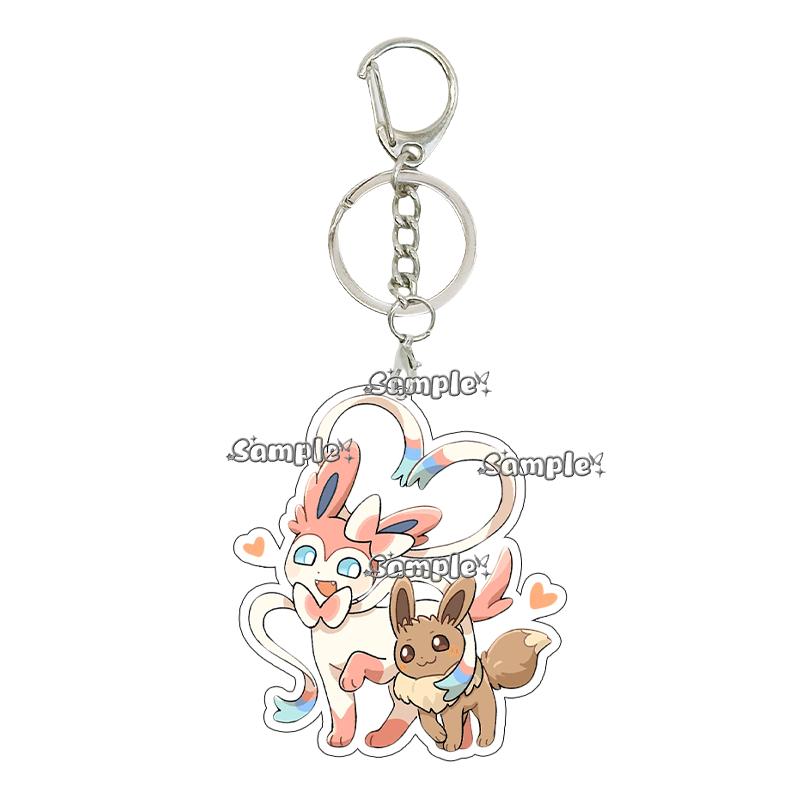 Kawaii Couple Eevee Umbreon Jolteon Anime Acrylic Keychain Accessories Cartoon Backpack Charm Keyring Acrylic Ornaments Toy Gift