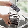 Wall-mounted Carbon Steel Chopsticks Cage Hollow Square Tableware Storage Tube Detachable Spoon Drain Rack Kitchen Storage Tools