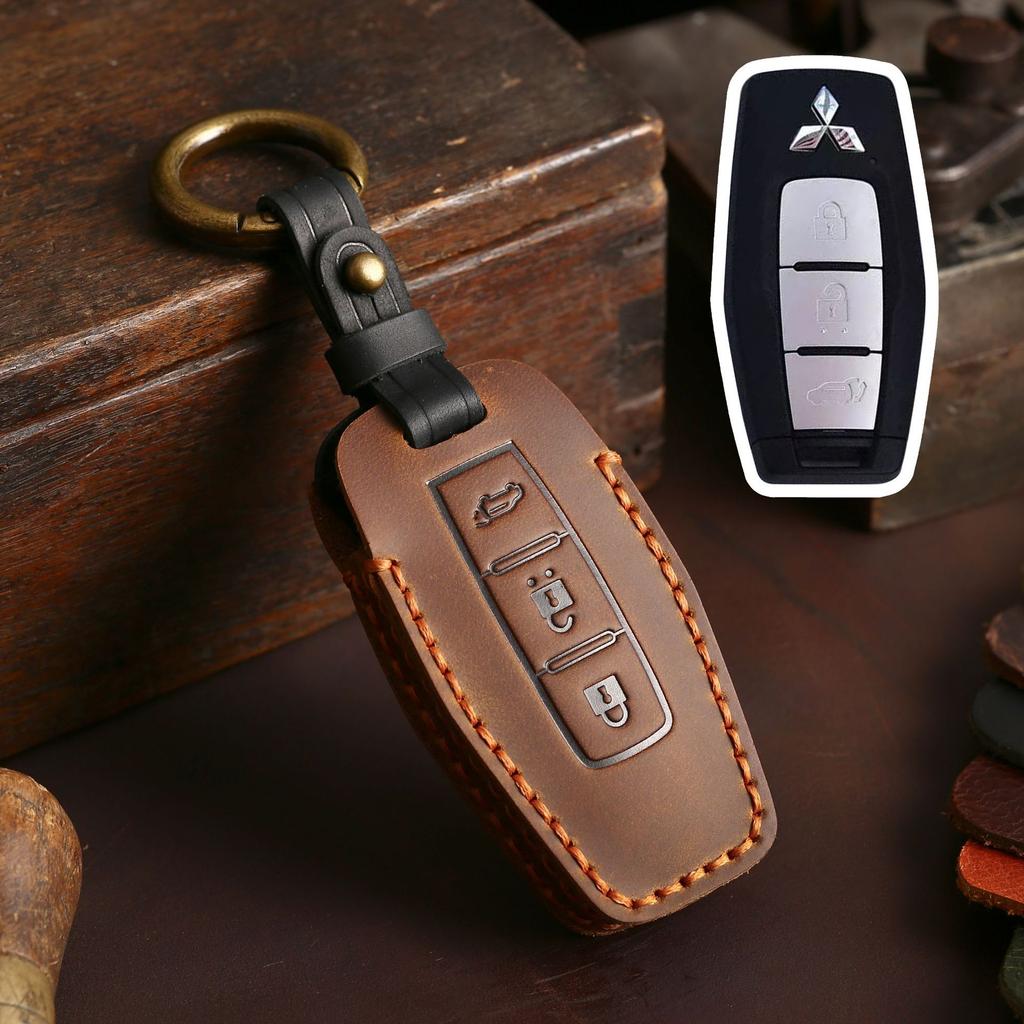 Suitable for 2023 new GAC-Mitsubishi Outlander key cover keychain leather retro key protection bag