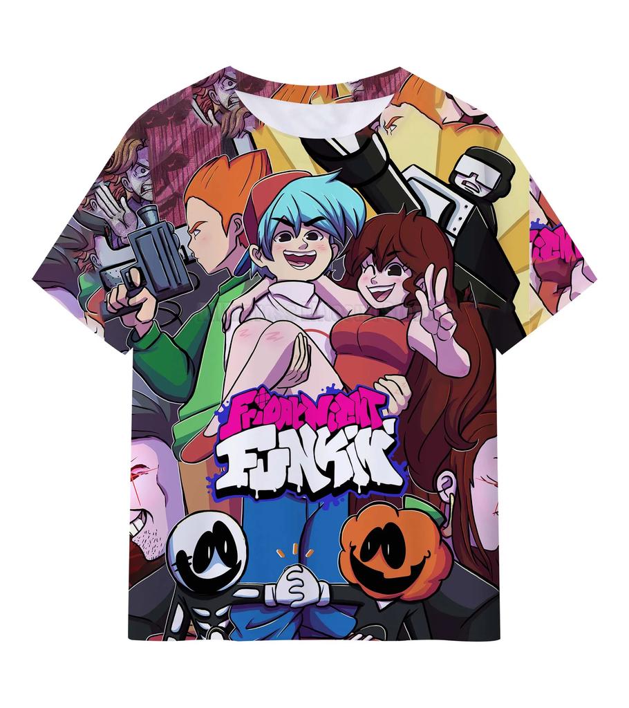 Friday Night Funkin 3D T Shirts Kids Children Game T-shirts Boys Girls Cartoon Anime Tshirts Summer Toddler Tee Streetwear