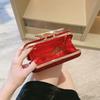 Wine Red Velvet Diamond Decoration Dinner Clutch Bag Celebrity Banquet Bag Cheongsam Temperament Portable Small Square Bag Woman