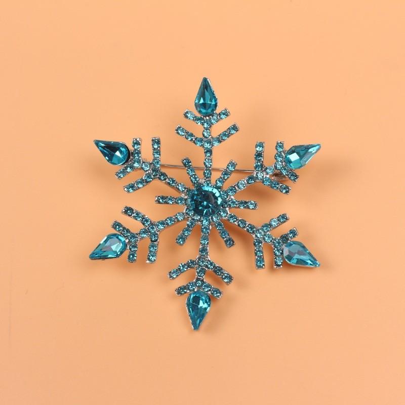 Alloy Rhinestone Snowflake Brooch
