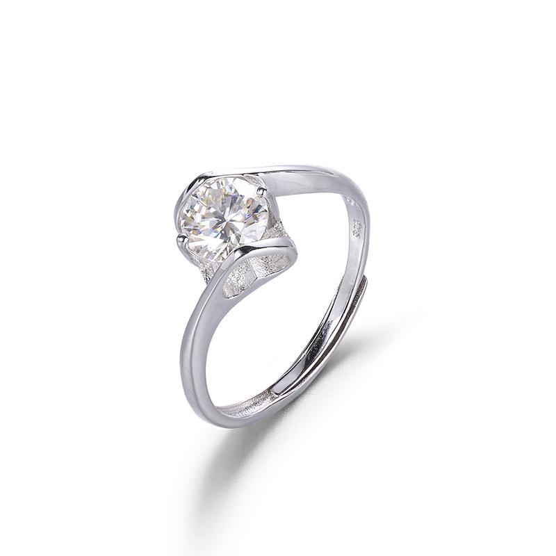 S925 Sterling Silver Moissanite Ring: 1 Carat Women s Proposal & Wedding Jewelry Adjustable Open Size