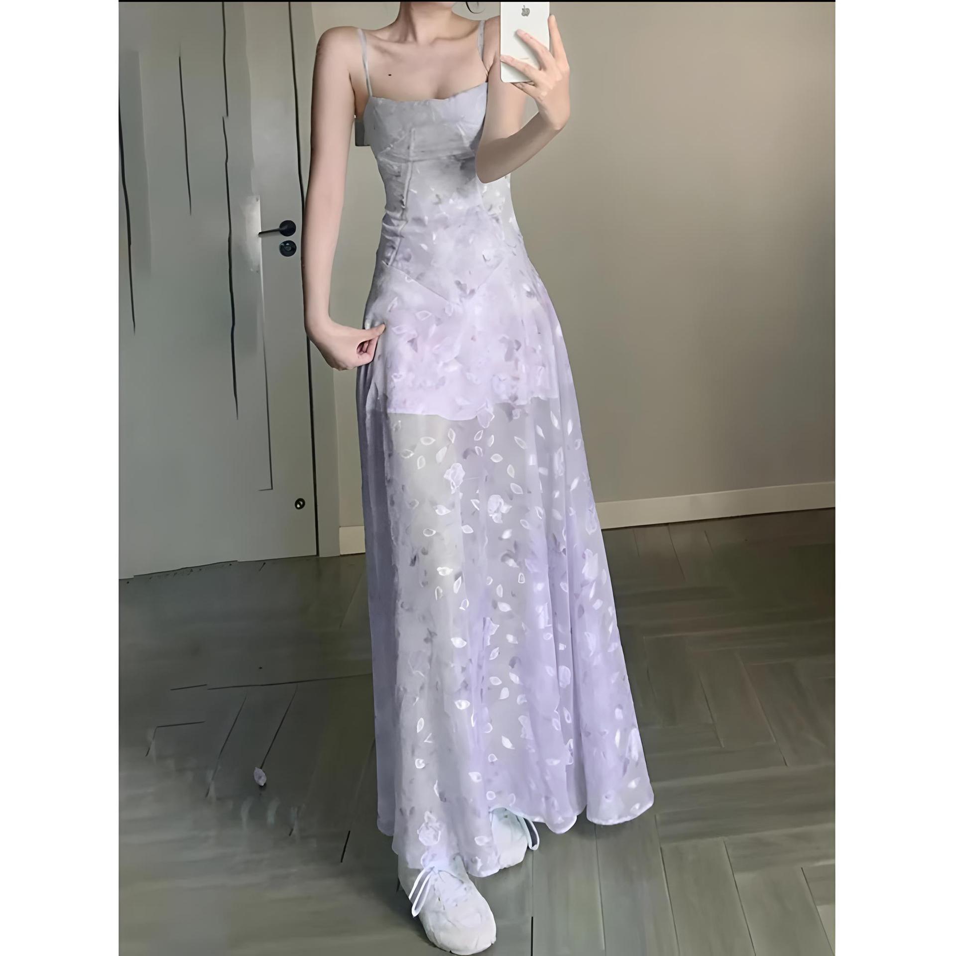 

Sweet little fly sleeves square neck floral dress female summer little man fluffy on the run princess dress XL- (recommended 110-60kg) фиолетовый