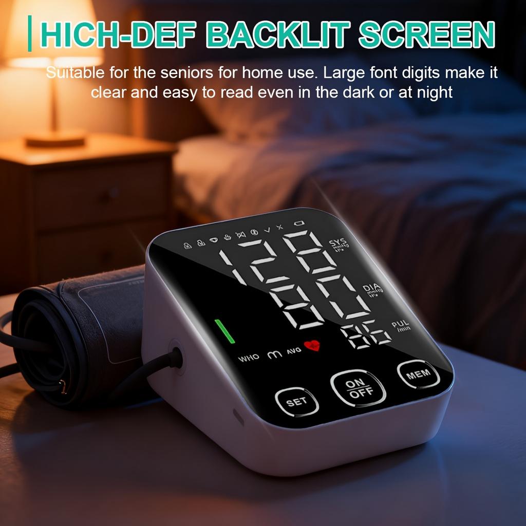 Automatisches Oberarm-Blutdruckmessgerät mit Sprachansage Digitaler BP-Manschette Sphygmomanometer Heimgebrauch Gesundheitsgerät