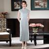 Womens Sleeveless Chinese-style Long Cheongsam Dress With Embroidery 2026 Lightweight Stretch Cotton-Blend Retro Elegant