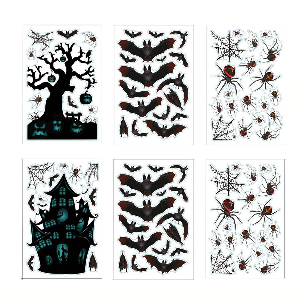 Halloween Dekorative Fensteraufkleber Fledermäuse Feiertagsparty Wohnzimmer Wanddekoration Aufkleber PVC Selbstklebend