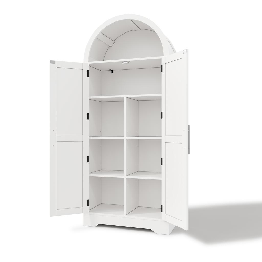 170×70×35cm Tall, Arched Cabinet, with Shelf Above the Door and Open Top, suitable for Kitchen, Dining Room, Living Room and Bedroom; white