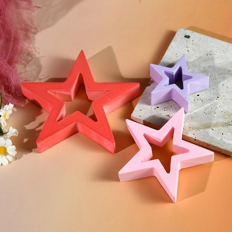 Pack of 3 Creative Hollow Star Silicone Molds Crafting Moulds Silicone Ornament Molds Star Statue Molds Silicone Texture