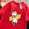 Adaptive Tape Cat Cartoon Printprint Mans Tee Clothing Cartoon Comfort Tshirt Round Neck Tshirts Retro Sxxxl Half Sleeve