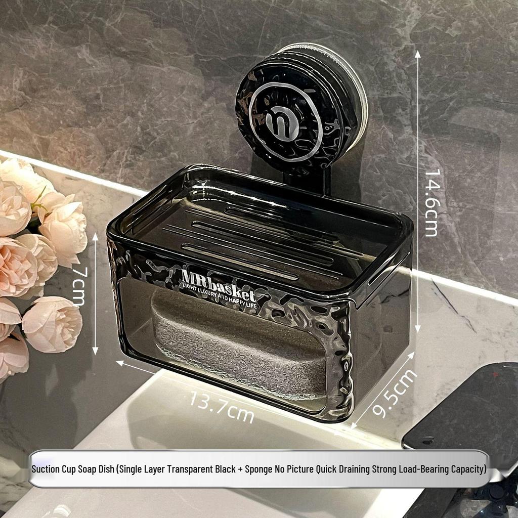 High-End Wall-Mounted Soap Dish with Strong Suction and Drainage