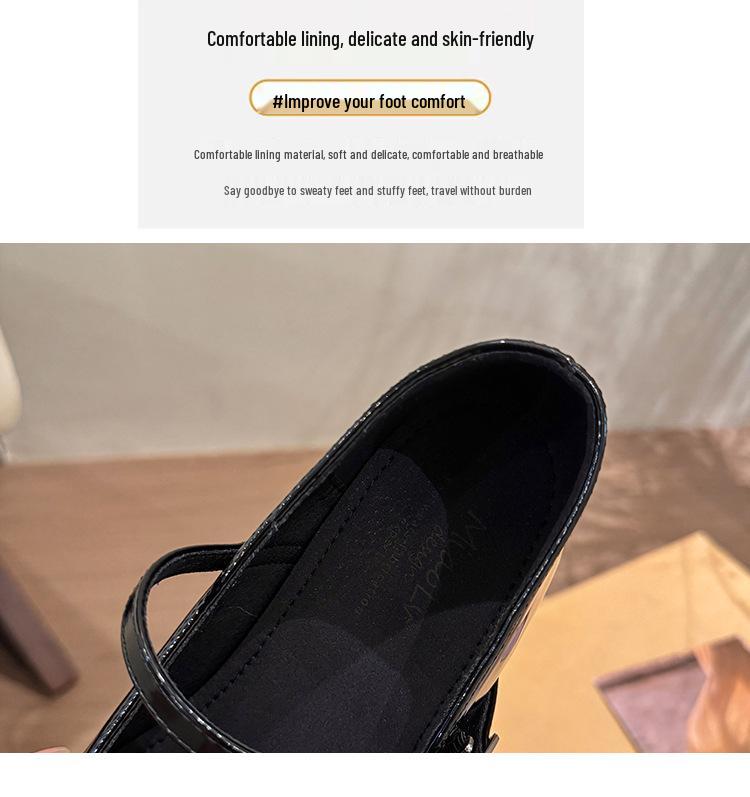 Damen Mary Jane Schuhe mit niedrigem Absatz, Frühling/Herbst 2026, Französischer Stil, Vielseitige weiche Sohle mit Schleife, Leder.