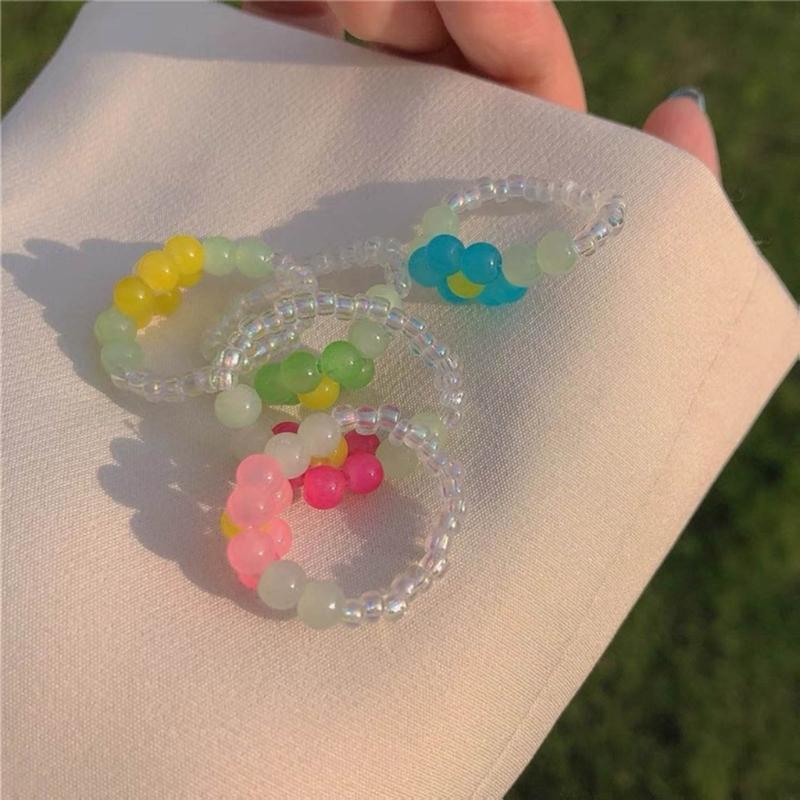 Boho Flexible Finger Jewelry Women Teens Girls Boys Lovely Sunflower Y2K-girls Vintage Summer Braid String Rings