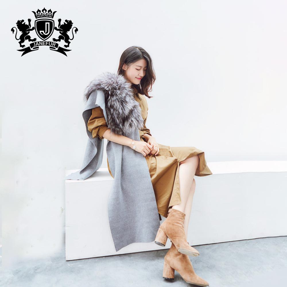 New Fashion Long Scarf Cashmere Knitted Scarf fox Fur Scarf for Ladies