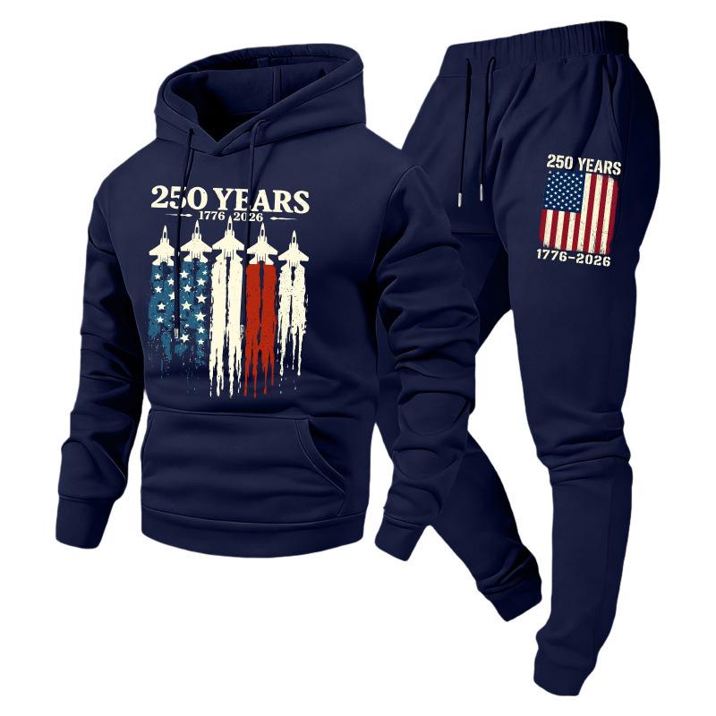 Trendy Fashion Unisex Casual Hooded Plus Velvet Sweatshirt Sportswear Set