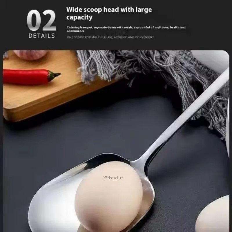 Paslanmaz Çelik Büyük Paslanmaz Çelik Pirinç Kaşığı Ergonomik Metal Servis Kaşığı Mutfak Çatal Bıçak Takımı Salata Servis Gereçleri Makarna İçin4