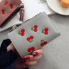 Card Bag Retro Cherry Wallets PU Leather Zipper Change Bag Temperament Short Clutch Bag  Women