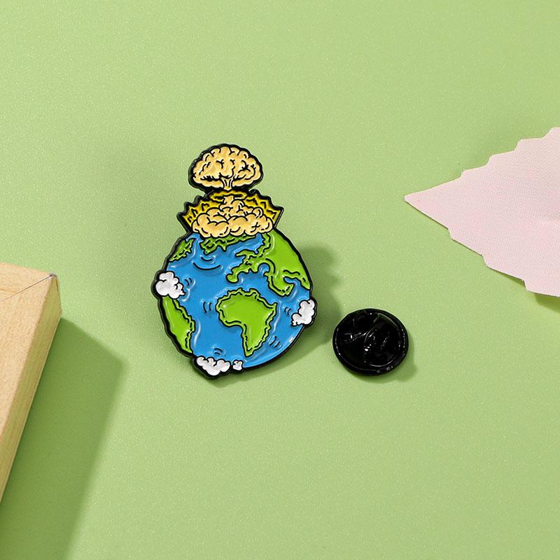 Personality Earth's Nuclear Enamel Brooch World Peace Pins For Backpack Clothes Jewelry Accessories Freeshipping