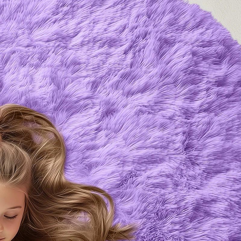 Fluffy Round Rug For Bedroomfuzzy Kids Room Carpet Shaggy Living Room Sofa Area Rug Soft Nursery Floor Mat Home Decor