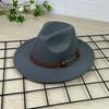 Vintage Gentleman Flat Brim Solid Color Panama Hat With Belt