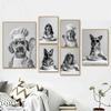 Interesting Animal Collie Eating Spaghetti Bulldog Cook Animal Portrait Poster Canvas Paintings Wall Art Pictures Home Decor