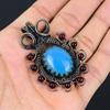 Blue Chalcedony Gemstone Pure Copper Wire Wrapped Handmade Pendant Jewelry