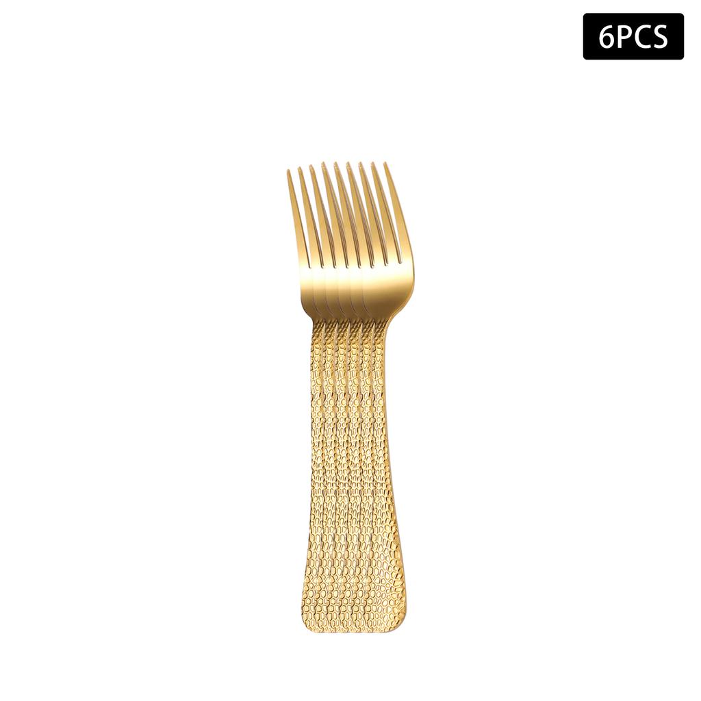 4/6/16/24pcs Gold Snakeskin Round Handle Cutlery Set Stainless Steel Knife, Fork and Spoon Home High-end Western Tableware