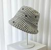 Spring and Summer, Japan and Korea Plaid Love Bucket Hat, Women's Face Covering, UV Protection Hat, Sun Protection Hat, Sunshade Basin Hat, Showing Sm